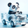 パンダが車を運転している